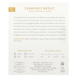 Rishi Tea, Органический травяной чай, смесь ромашки, без кофеина, 15 пакетиков, 0,95 унции (27 г)