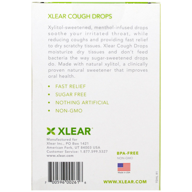 Xlear, Ксилит, леденцы от кашля, без сахара, лимонный мед, 30 леденцов