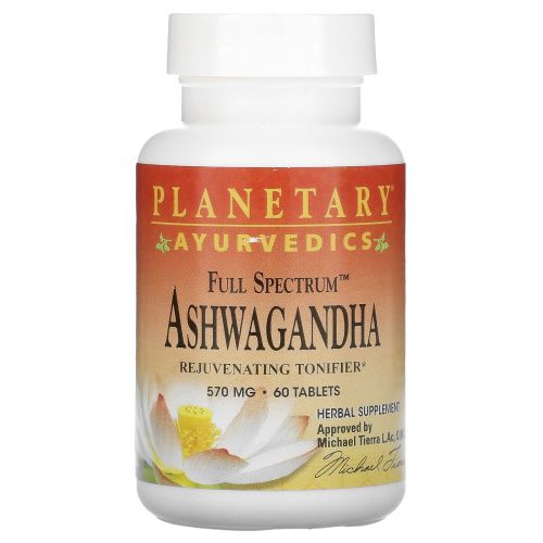 Planetary Herbals, Аюрведическое средство, Ашваганда полного спектра, 570 мг, 60 таблеток