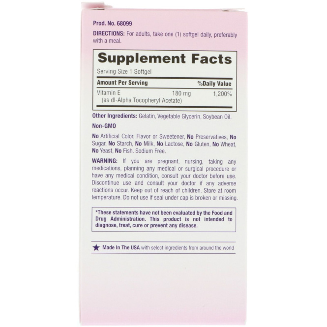 Nature's Bounty, Оптимальные решения, питательный витамин E, 120 мягких таблеток