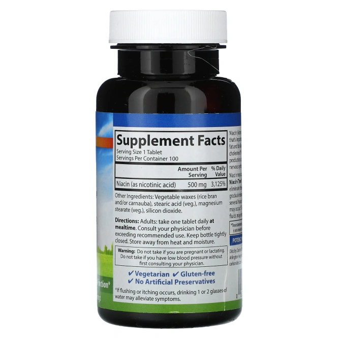 Carlson, Ниацин-тайм, 500 мг, 100 вегетарианских таблеток