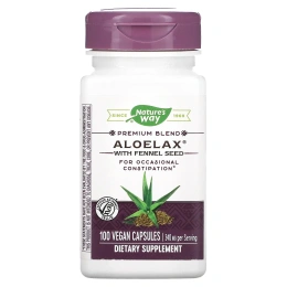 Nature's Way, Aloelax с семенами фенхеля, 340 мг, 100 вегетарианских капсул
