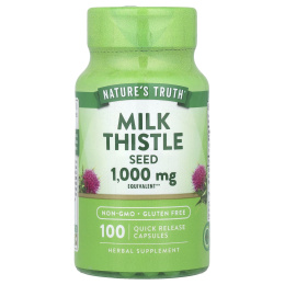 Nature's Truth, Экстракт семян расторопши, 1000 мг, 100 капсул с быстрым высвобождением