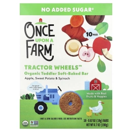Once Upon A Farm, Tactor Circle™, органические запеченные батончики для малышей, яблоко, батат и шпинат, 10 батончиков по 19 г (0,67 унции)