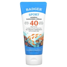 Badger Company, Clear Zinc, солнцезащитный крем с цинком, SPF 40, без запаха, 87 мл (2,9 жидк. унции)
