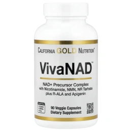 California Gold Nutrition, VivaNAD™, комплекс НАД с NMN и никотинамид рибозид тартратом, 90 растительных капсул