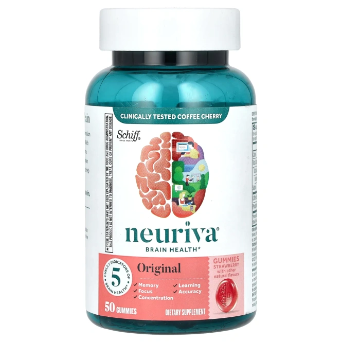 Schiff, Neuriva Brain Performance, оригинальный, со вкусом клубники, 50 жевательных таблеток