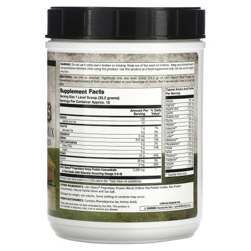LifeTime Vitamins, Основы жизни - Растительный белок Несладкая натуральная ваниль 1,1 фунта