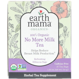 Earth Mama, 100% органический чай No More Milk, освежающий гибискус, 16 чайных пакетов, 1,23 унции (35 г)