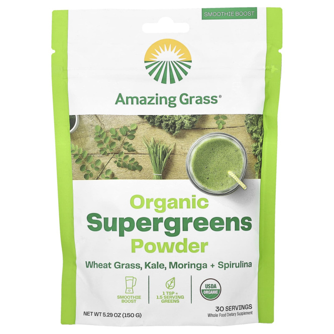 Amazing Grass, Organic SuperGreens Powder, 5,29 унц. (150 г)