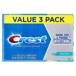 Crest, отбеливающая зубная паста с фторидом (пищевая сода и перекись), свежая мята, 3 шт. в упаковке, 161 г (5,7 унции)