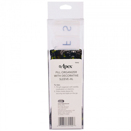 Apex, Органайзер для таблеток с декоративным чехлом, XL, 1 органайзер