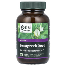 Gaia Herbs, Семена пажитника для женщин, 60 веганских жидких фитокапсул