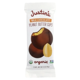 Justin's Nut Butter, Органический молочный шоколад с арахисовым маслом, 2 стакана, 40 г (1,4 унции)
