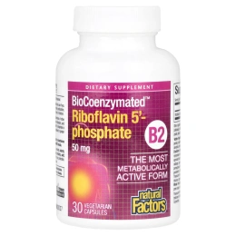Natural Factors, BioCoenzymated, B2, рибофлавин 5'-фосфат, 50 мг, 30 вегетарианских капсул