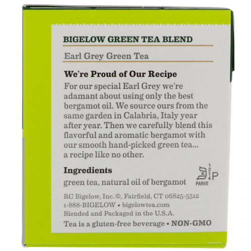 Bigelow, Зеленый чай Early Grey, 20 чайных пакетиков, 1,05 унц. (29 г)