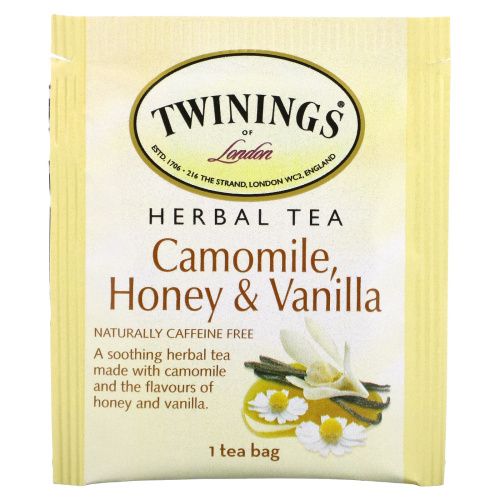 Twinings, Растительный чай с ромашкой, медом и ванилью, Не содержит кофеина, 20 пакетиков в индивидуальной упаковке, 1,13 унций (32 г)