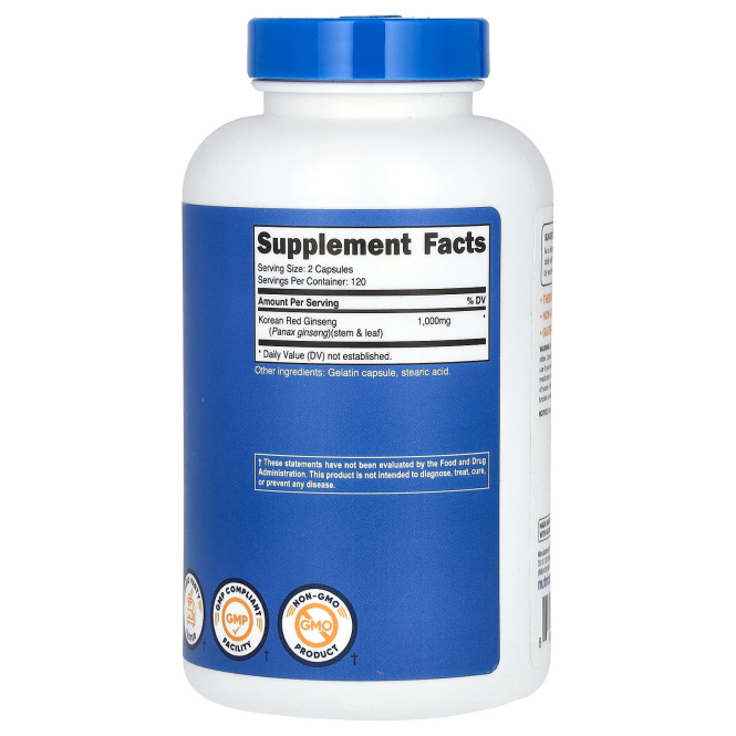 Nutricost, корейский красный женьшень, 1000 мг, 240 капсул (500 мг в 1 капсуле)