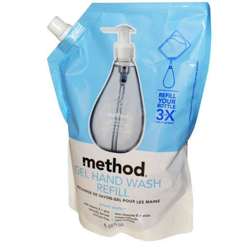 Method, Гель-мыло для рук в экономичной упаковке, сладкая водв, 34 жидких унции (1 л)