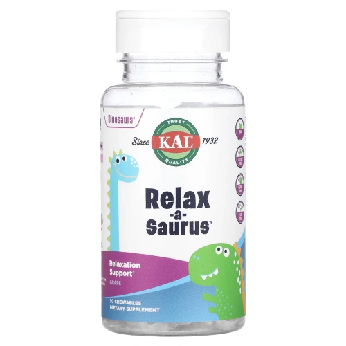 KAL, Динозавры, Relax-a-Saurus, L-теанин, виноград, 30 жевательных таблеток