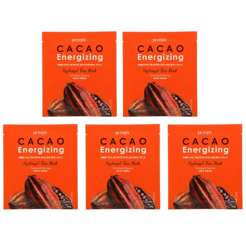 Petitfee, Cacao Energizing Hydrogel Face Mask, 5 Pack, 1.12 oz (32 g)