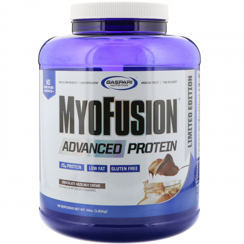 Gaspari Nutrition, MyoFusion, улучшенный протеин, шоколадно-ореховый крем, 4 фунта (1814 г)