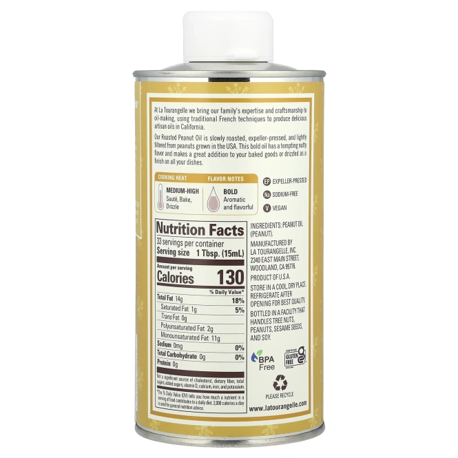 La Tourangelle, масло из обжаренного арахиса, 500 мл (16,9 жидк. унции)