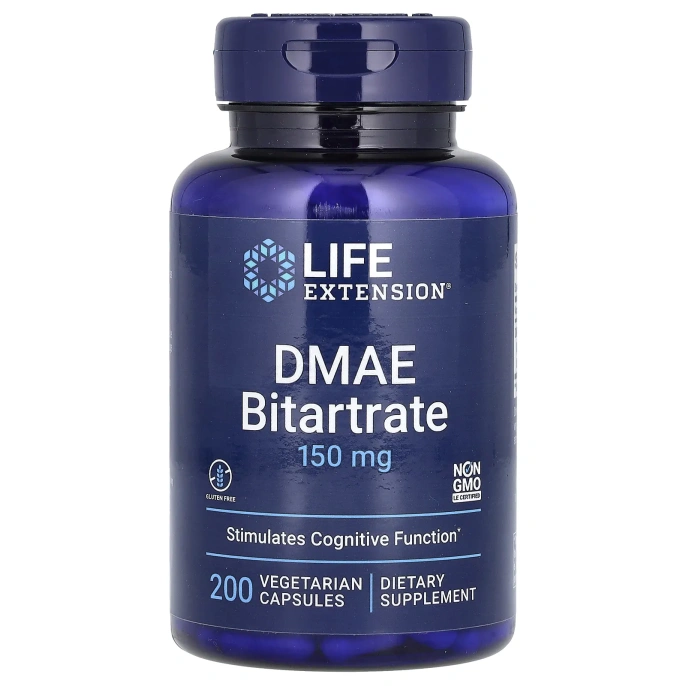 Life Extension, DMAE битартрат, 150 мг, 200 вегетарианских капсул
