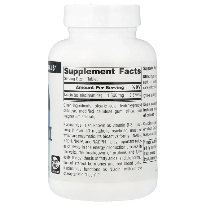 Source Naturals, никотинамид B3, 1500 мг, 50 таблеток