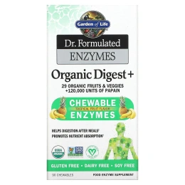 Garden of Life, Dr. Formulated Энзимы, Органическое усвоение +, Тропический вкус, 90 жевательных таблеток