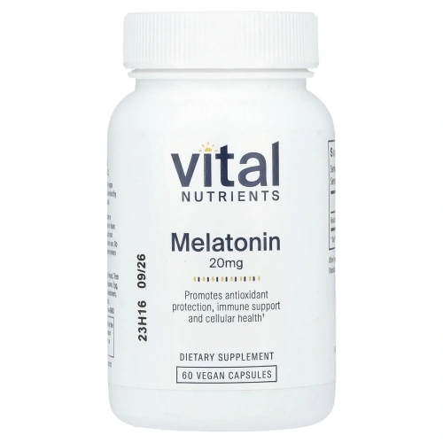 Vital Nutrients, Мелатонин, 20 мг, 60 веганских капсул