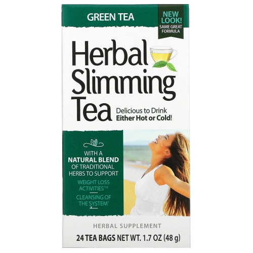 21st Century, Травяной чай для похудения, зеленый чай, 24 чайных пакетиков, 1,6 унции (45 г)