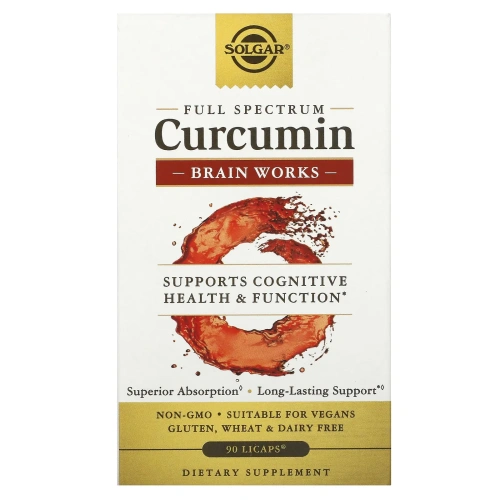 Solgar, Full Spectrum Curcumin, Brain Works, 90 Vegan Capsules (LiCaps)