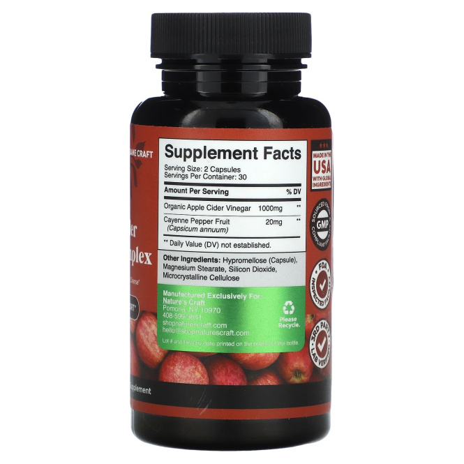 Nature's Craft, комплекс с яблочным уксусом, 60 капсул