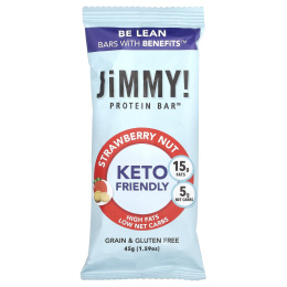 JiMMY!, Be Lean, полезные батончики, протеиновый батончик, клубника и орех, 12 батончиков, 45 г (1,59 унции)