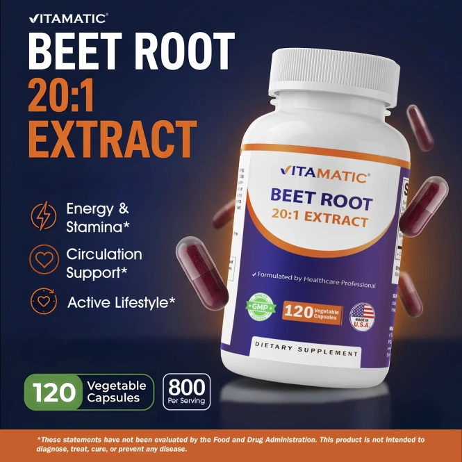 Vitamatic, экстракт корнеплода свеклы 20:1, 120 растительных капсул (400 мг в 1 капсуле)