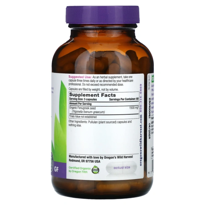 Oregon's Wild Harvest, Пажитник, 180 вегетарианских капсул