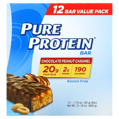 Pure Protein, Pure Protein Bar, Chocolate Peanut Caramel, 12 Bars, 1.76 oz (50 g)