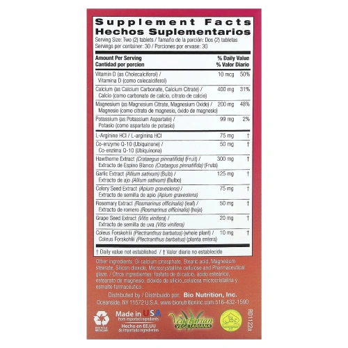 Bio Nutrition, Здоровое кровяное давление 60 таблеток