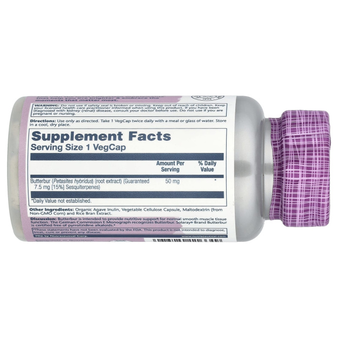 Solaray, Экстракт корня белокопытника, 50 мг, 60 вегетарианских капсул