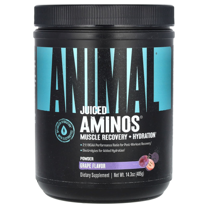 Animal, Animal Juiced Aminos, усовершенствованные аминокислоты с разветвленной цепью, виноградный сок, 376 г