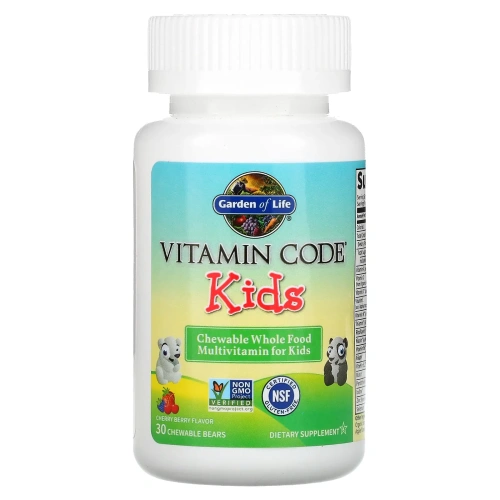 Garden of Life, Vitamin Code, жевательные цельнопищевые мультивитамины для детей, со вкусом вишни, 30 жевательных мишек