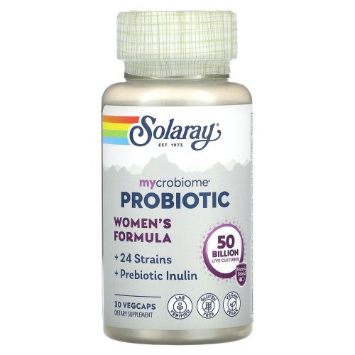 Solaray, Микробиомный пробиотик, Формула для женщин, 30 капсул с кишечнорастворимой оболочкой из ингредиентов растительного происхождения