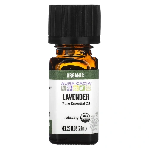 Aura Cacia, Чистое эфирное масло, органическая лаванда, 7,4 мл (0,25 жидк. унц.)