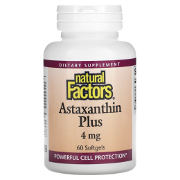 Natural Factors, Astaxanthin Plus, астаксантин, 4 мг, 60 капсул