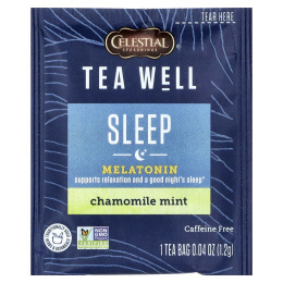 Celestial Seasonings, Tea Well, для сна, ромашка и мята, без кофеина, 12 чайных пакетиков, 14 г (0,5 унции)