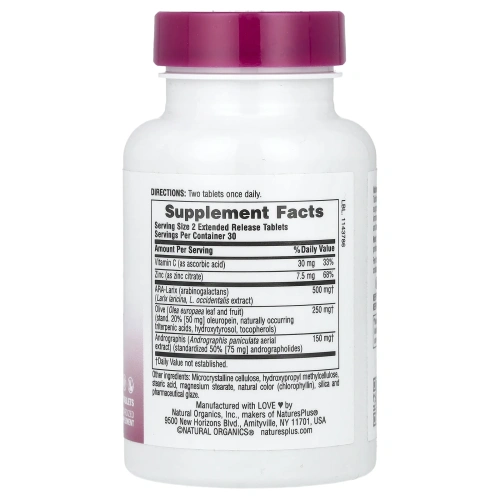 NaturesPlus, Herbal Actives, Tri-Immune ™ с длительным высвобождением, 60 таблеток