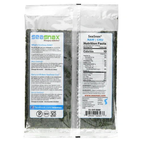 SeaSnax, Raw Seaweed, 10 sheets - 1 oz (28 g)