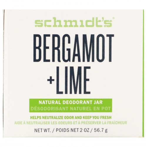 Schmidt's, Натуральный дезодорант в баночке, бергамот и лайм, 56,7 г (2 унции)