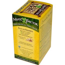 Mate Factor, Органическое Йерба матэ, лимон имбирь, 20 пакетиков, 2,47 унции (70 г)